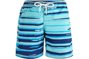 TRAMLE Boys Swimming Trunks Kids Beach Shorts with Mesh Lining 3-14 Years Toddler Printed Shorts Quick Dry Board Shorts