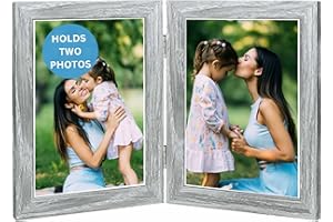 Clay Roberts Double 6 x 4 Picture Frame, Grey, Holds 2 Photographs, Twin Hinged, 10 x 15 cm