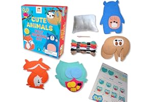 Buddy & Barney Sewing Kit for Children - Cute Animals Felt Sewing Kit | Easy to Learn Mini Sewing Kit with Sewing Tools for Beginners | Felt Craft Kits for Girls and Boys - Set of 4