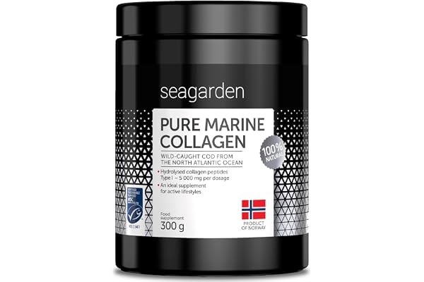 Seagarden Collagène marin en poudre pur Type I -Pour les articulations, les Os, les Muscles, la Peau - Pre Workout Booster Puissant - Non aromatisé - 300g 2 mois (Sans saveur)