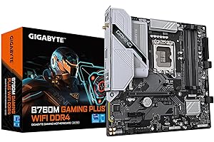 GIGABYTE B760M GAMING PLUS WIFI DDR4 Scheda madre - Supporta CPU Intel Core di 14a generazione, VRM a 4+1+1 fasi, fino a 5333 MHz DDR4 (OC), 2xPCIe 4.0 M.2, Wi-Fi 6, LAN 1 GbE, USB 3.2 Gen 1