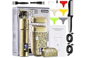 Bestauty Tondeuse Barbe Homme et Tondeuse Cheveux Professionnel Électriques Hommes Rasoir Tête Chauve Rechargeable avec LED Convient pour les Familles et les Barbiers