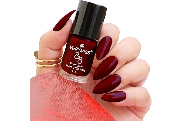 VERYMISS Premium Glossy Nail Polish 6ml Smooth Application Quick Drying Paraben Free Ultra Long Lasting Nail Paints - Pack of 1 (Red Wine Berry)