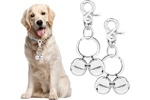 WHIMSII Cat & Dog Collar Bell, Pack of 2, Extra Loud Dog Bell for Pet Tracking & Saving Wildlife, Birds, Durable Iron Split Ring & Lobster Bell Clip (Silver, 2 Pack)