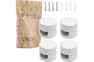 smartect Support Mural et plafonnier en Aluminium pour Câbles [4 pièces, Blanc] Fixation au Plafond avec vis et chevilles, Support de Câble en saillie pour vos projets DIY