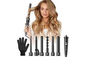 CITHOT Rizador de Pelo 6 en 1 Planchas Rizadoras Profesional Pantalla LCD Tenacillas Pelo 80℃-230℃ Temperatura Ajustable