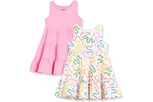 Amazon Essentials Abiti a Balze smanicati in Maglia (precedentemente Spotted Zebra) Bambine e Ragazze, Pacco da 2