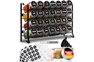 Deco haus® Gewürzregal Stehend & Wand [MIT 28 GLÄSERN & GEWÜRZETIKETTEN] - Gewürz Organizer - Gewürzregal Wand - Spice Rack Organizer - Gewürzständer Gewürzregale Hängend - Gewürzregale Schrank
