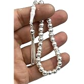 Birincihane El İş&ccedil;iliği 925 Ayar G&uuml;m&uuml;ş Tesbih, Parlak G&uuml;m&uuml;ş Rengi, 17 cm Uzunluk, 16 gram, G&uuml;ndelik Kullanım i&ccedil;in &Ouml;zel Tasarı