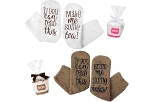 KOTASHION Gifts for Women Fluffy Socks, If You Can Read This, Make Tea, Bring Chocolate Coffee, Warm Fuzzy Bed Socks Women Thermal Socks Fun Novelty Socks with Cupcake Packaging Christmas Birthday Gifts Ideas