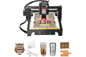 Roomark Macchina per incisore laser, macchina da taglio laser con uscita 3.5 W, incisione di legno e metallo, dimensioni massime di lavoro 130x130 mm, taglierina laser e macchina per incisore
