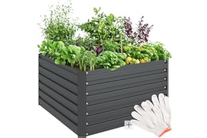 TecTake® Orto Rialzato, 540l, Zincato, 100x100x56 cm, Struttura in Acciaio Zincato, Base Aperta, Perfetto per Verdure, Erbe Aromatiche e Fiori, Montaggio Rapido, Alta Stabilità, Giardino Rialzato