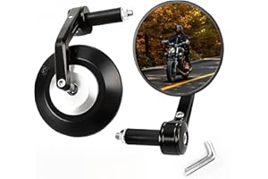 Letgoing Rétroviseur de guidon de moto pour 17-20 mm de diamètre de guidon de moto E24 Approuvé Rétroviseur latéral arrière rond 360° Réglable Pour Quad Scooter Mobylette CBF125 600 YZF R125 Ninja
