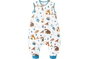 Chilsuessy Baby Schlafsack mit Füße 2.5 Tog Ganzjahres Schlafsack (CPC-Zertifizierung) Baby Schlafsäcke Babyschlafsack mit Beinen für Säugling Kinder, Wald Tiere, 80cm/Baby Höhe 90-100cm