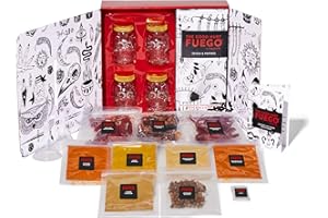 The Good Hurt Fuego by Thoughtfully, DIY Hot Sauce Set, Hot Sauce Making Kit Includes 4 Skull Shaped Reusable Glass Jars, 2 Funnels, Seasonings, Gloves and Recipe Book to Make Your Own