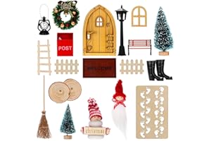 PBWZF Wichteltür Komplettset 21 Stück, Wichteltür Set für Kinder mit Licht Wichtel Briefkasten Fußspuren Stiefel, Holz Weihnachtswichtel Wichtelhaus Deko, Adventskalender Set für Weihnachten