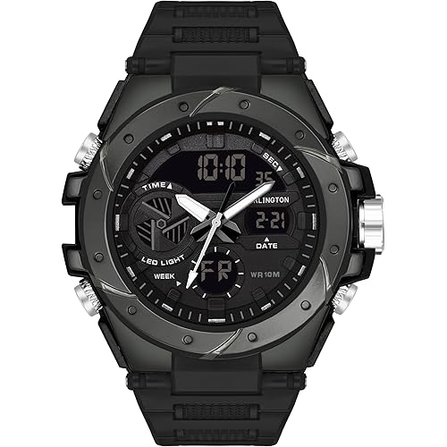 Carlington Analog-Digital Sports Watch Chronograph, Dual Time,Alarm, Stopwatch, Calendar, Water-Resistant, Shock-Resistant, Back Light Display. The Perfect Watch for Men-CT9140 Series