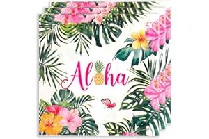 DazzJoy 20 Stk Servietten Hawaii Party Deko 33x33cm, Sommer Servietten Bunt, Blumen Dschungel Servietten,Aloha Hawaii Tischdeko,Palmblätter Papierservietten für Beach,Gartenparty Geburtstag Dekoration