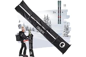 Otaro Housse de Ski pour 1 Paire & Housse à Ski pour 2 Paires | Sac de Skis à Longueur réglable, Hydrofuge et résistant à l'eau, Fermetures éclair Robustes