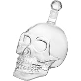 FuKiPro Funky Kitchen Products Kuru Kafa S&uuml;rahi &ndash; Kafatası-şişe cam, Mantarlı [350ML, 550 ml veya 1000 ml] Skull Head cam s&uuml;r