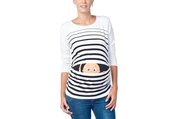 Vêtement de Maternité Humoristique T-Shirt Mignon à Motifs Cadeau pour Grossesse Femme Humour Tee Haut Vetement de Maternite à Manches Longues