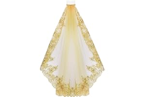 AFINDER Velo da sposa morbido tulle da sposa per Halloween costume lungo velo accessori per capelli Medio Dorato/Pettine