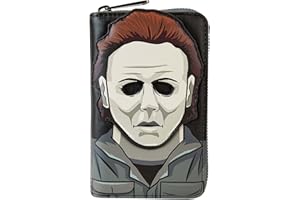 LOUNGEFLY Halloween Michael Myers Mask Cosplay Zip-Around Wallet, Black, One Size