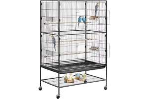 VEVOR Fågelbur 80 x 52 x 132 cm volang fåglar platt tak papegoja bur på fothjul för blå tit kanariefågel kanariefågel parakid