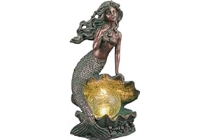 TERESA'S COLLECTIONS Figura de Jardín Iluminación Solar con Bolas de Cristal, Estatua de Hada de Bronce Decoración para Exteriores, Patio