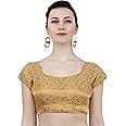 ND & R Women's Readymade, Banarasi Brocade (Chanderi) Short Sleeve Ladies Blouse, Choli for Saree, Ready to Wear.