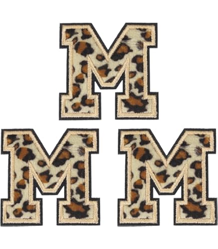 QUARKZMAN Patches letter M luipaard letters om op te strijken, M patch