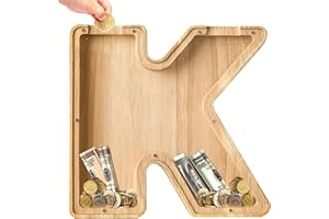 Bemaystar Wooden Letter-Money-Box for Kids, Piggy-Bank Initial Letters, Kids Money Box Coin Bank, Birthday Gift for Kids