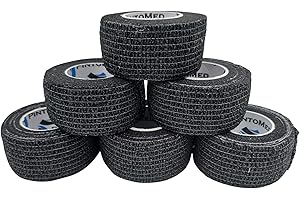 PintoMed - Bandage Cohésif - Noir - 6 Rouleaux X 2,5 cm X 4.5 m Autoadhésif, Sports Bande, Premiers Secours Adhésif, Vet Wrap
