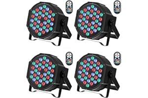GdjRttk 4PCS Focos Par LED DMX 7CH, RGB 36 LED Luces de Escenario con Control Remoto, 72W Luz de Discoteca con 7 Modos de Iluminación para Fiestas Escenarios Bares Halloween Navidad