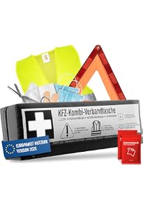 Car First Aid Kit + Warning Triangle – New 2025 Norm, Leina Mini M2 XS, Expiry 03/2028