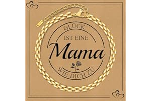 GAMTIC Geschenke für Frauen Damen Armband - Edelstahl Link Armband 18K Gold Ketten Armbänder mit Nachrichtenkarte, Verstellbar Armkette, Mode Damenschmuck Geschenk für Freundin Mutter Tochter Schwester