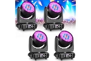 WZYBUTA 4 pezzi 19 x 15W Teste Mobili LED Moving Head Zoom Spot Beam Wash Effetto RGBW luci palcoscenico professionale DJ luci per Natale discoteca