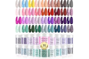 Lavender Violets 36 Colours Dip Nails Powder Starter Kit Blue Green Pink Red and Purple All Seasons Glitter Dipping Nail Powder Set for Beginners and Professionals DIY Manicure M951