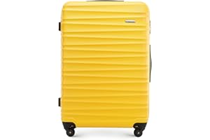 WITTCHEN Valise Grande Taille Valise de Voyage à roulettes Coque Rigide ABS 4 roulettes Spinner Serrure à Combinaison Poignée télescopique Groove Line Taille XL Jaune Air France/Easyjet/Ryanair