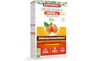 SUPERDIET - SUPERDIET- GELEE ROYALE 3000MG - Formule Brevetée - Défenses immunitaires- Ultra dosée -20 ampoules de 15ml