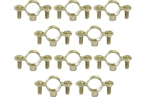 AERZETIX - C60424 - Juego de 10 abrazaderas soportes simples de fijación Ø14mm - 1/4'' - montaje en pared de tubo cobre sujeción de tornillo fontanería calefacción sanitario - en acero