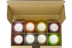 CORAZ HOME Pack of 8 Natural Citronella Candles – Up to 18 Hours Burn Time Each - Multicoloured Glass Jars – Mosquito & Insect Repellent – Vegetable Wax Blend with Cotton Wick – Lead & Paraffin & Plastic Free