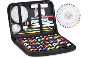 Sewing Kit, SMALUCK 128 pcs DIY Premium Sewing Supplies with Zipper Case, Mini Sewing Accessories for Travel, Home, DIY, Beginners, Emergency, Adults, Kids and Camping