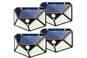 EYESGOOD 4PC Luz Solar Exterior Jardín, Focos LED Exterior Solares, Luces Solares Exterior, Foco Solar Exterior con Sensor de Movimiento Lampara Solar Focos