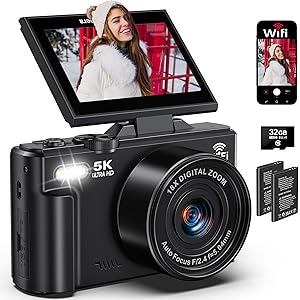 Digital Cameras for Photography - 5K 75MP Vlogging Camera for YouTube WiFi - UHD Autofocus Vlog Camera 3