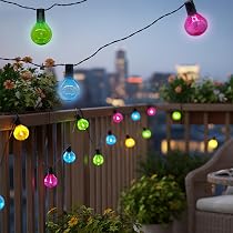 Spetebo LED Solar Lichterkette bunt mit 20 Glühbirnen auf 570 cm