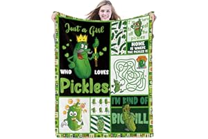 ‎DOMGOGE Domgoge Just a Girl Who Loves Pickles Decke, lustige Gurken, Überwurfdecke, Geschenke für Mädchen, Gurken, Liebhaber, warme, alle Jahreszeiten, 127x152 cm