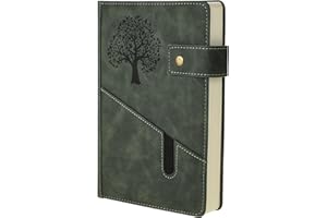 Thboxes Thick A5 Journal Notebook Lined, 360 Pages Hardcover Leather Journal for Women Men Diary Notebook, 100GSM Paper, for Work Office School, 5.7" X 8.5", Dark Green