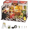 Kit Maison De Poupée Garage Atelier En Bois - Miniature DIY Avec Lumières LED Pour Adultes Et Enfants