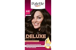 Palette Deluxe Creme Colouration 4-0 Dark Brown Hair Dye, Permanent Hair Dye, Long-Lasting Hair Colouring with Moisture Retention Treatment and 100% Grey Coverage